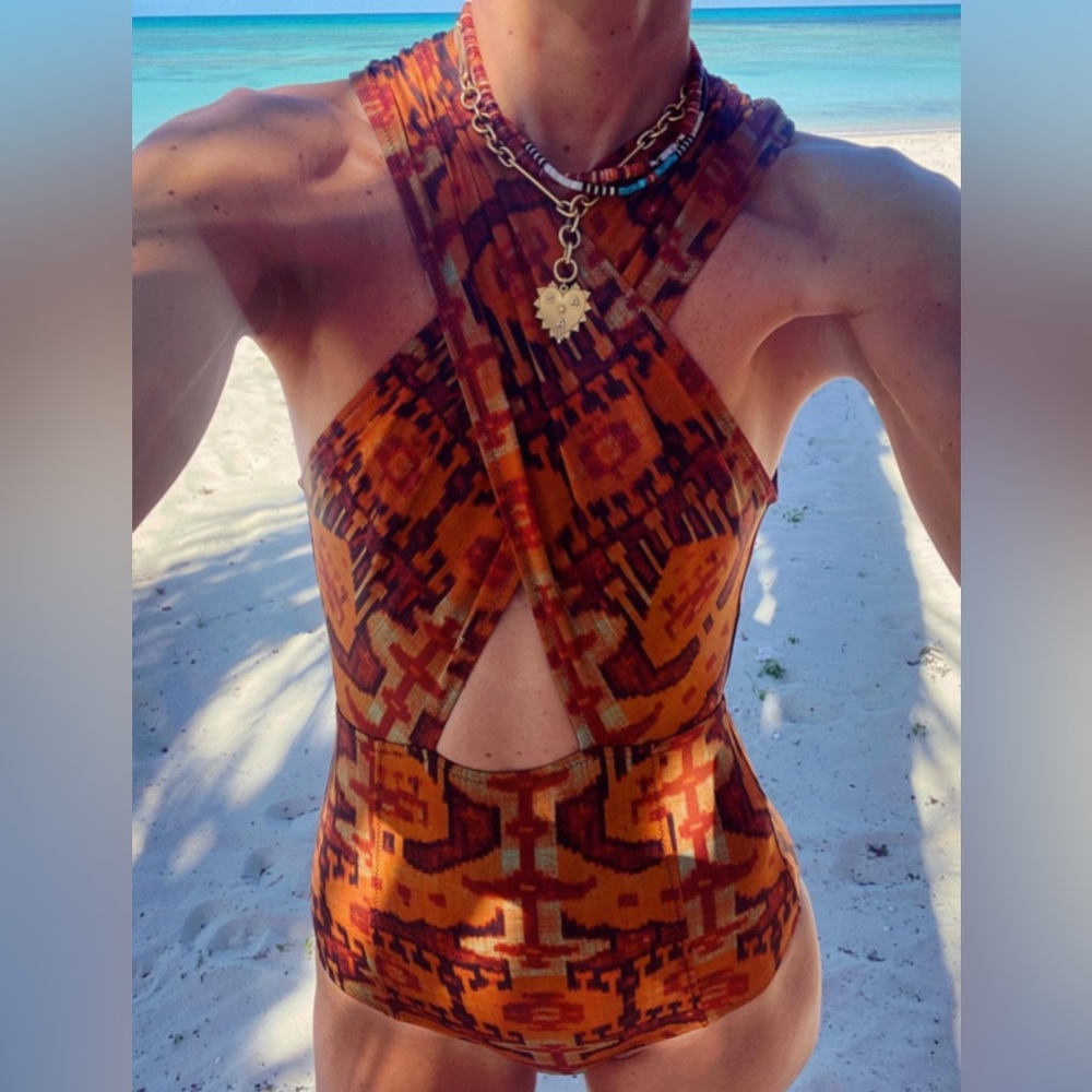 Ulla Johnson Brown Patterned One Piece Swimsuit - image 2